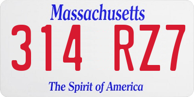 MA license plate 314RZ7