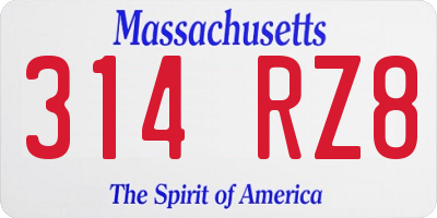 MA license plate 314RZ8