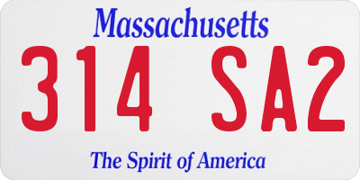 MA license plate 314SA2
