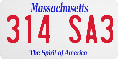 MA license plate 314SA3