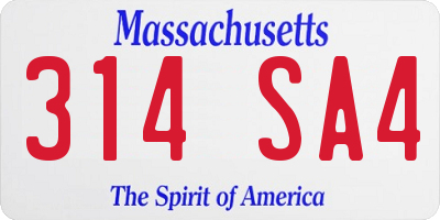 MA license plate 314SA4