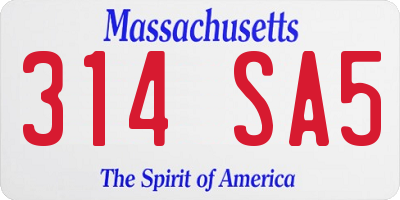 MA license plate 314SA5