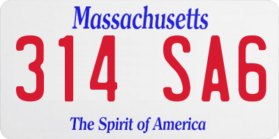 MA license plate 314SA6
