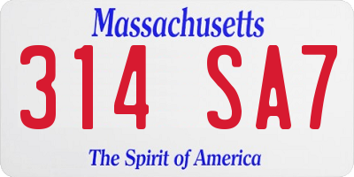 MA license plate 314SA7