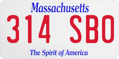 MA license plate 314SB0