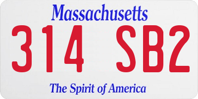 MA license plate 314SB2