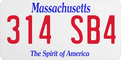 MA license plate 314SB4
