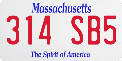 MA license plate 314SB5