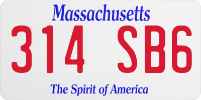 MA license plate 314SB6
