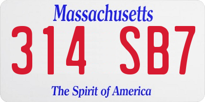 MA license plate 314SB7