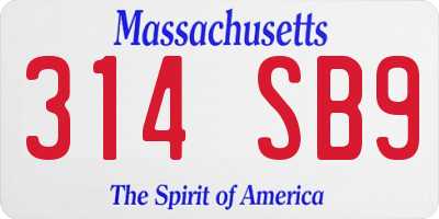 MA license plate 314SB9