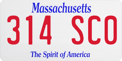 MA license plate 314SC0