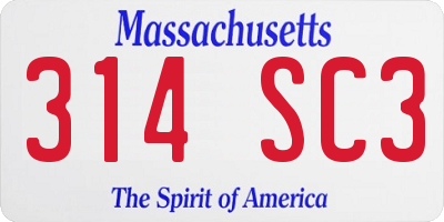 MA license plate 314SC3