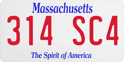 MA license plate 314SC4