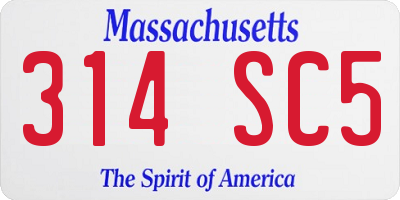MA license plate 314SC5