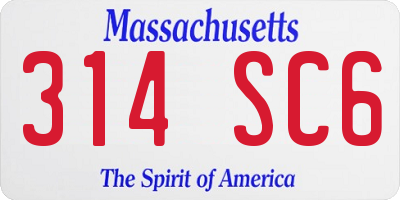 MA license plate 314SC6
