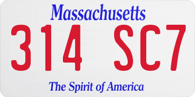 MA license plate 314SC7