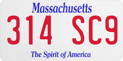 MA license plate 314SC9