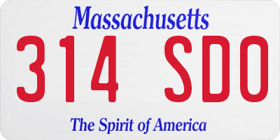 MA license plate 314SD0