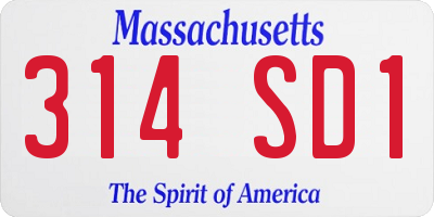 MA license plate 314SD1