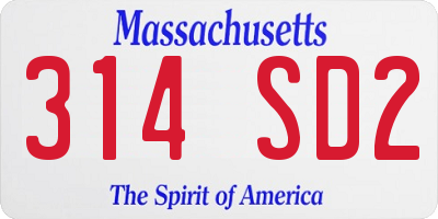 MA license plate 314SD2