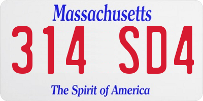 MA license plate 314SD4