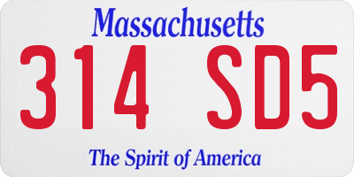 MA license plate 314SD5