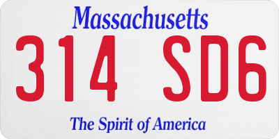 MA license plate 314SD6