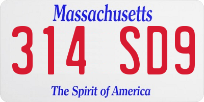 MA license plate 314SD9