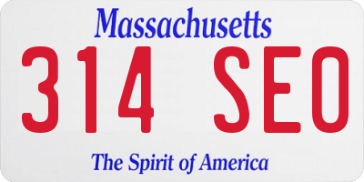 MA license plate 314SE0