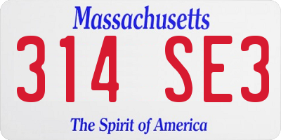 MA license plate 314SE3