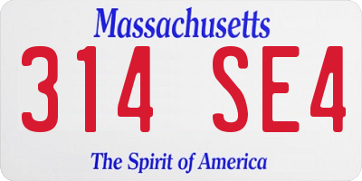 MA license plate 314SE4