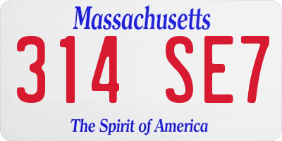 MA license plate 314SE7