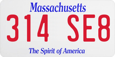 MA license plate 314SE8