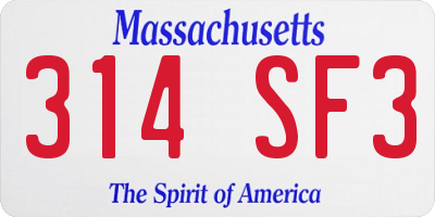 MA license plate 314SF3