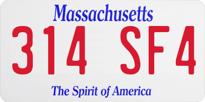 MA license plate 314SF4