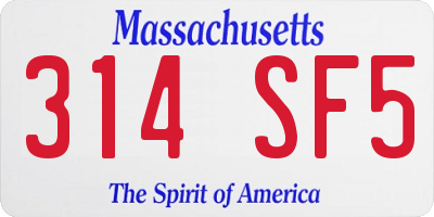 MA license plate 314SF5