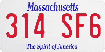 MA license plate 314SF6