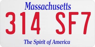 MA license plate 314SF7