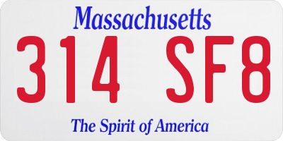 MA license plate 314SF8