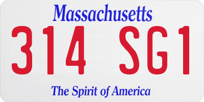 MA license plate 314SG1