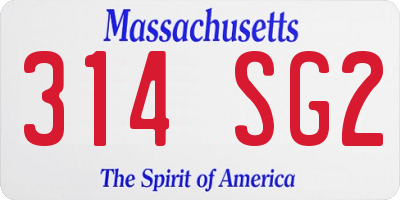 MA license plate 314SG2