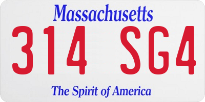 MA license plate 314SG4