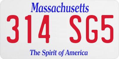 MA license plate 314SG5
