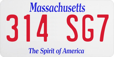 MA license plate 314SG7