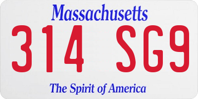 MA license plate 314SG9