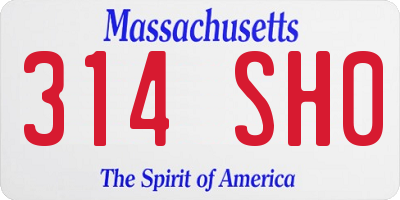 MA license plate 314SH0