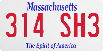 MA license plate 314SH3