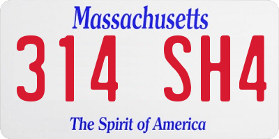 MA license plate 314SH4