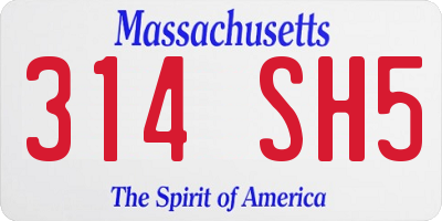 MA license plate 314SH5